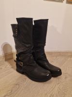 schwarze hohe Stiefel, Kunstleder mit Schnalle, gefüttert Bayern - Thurnau Vorschau