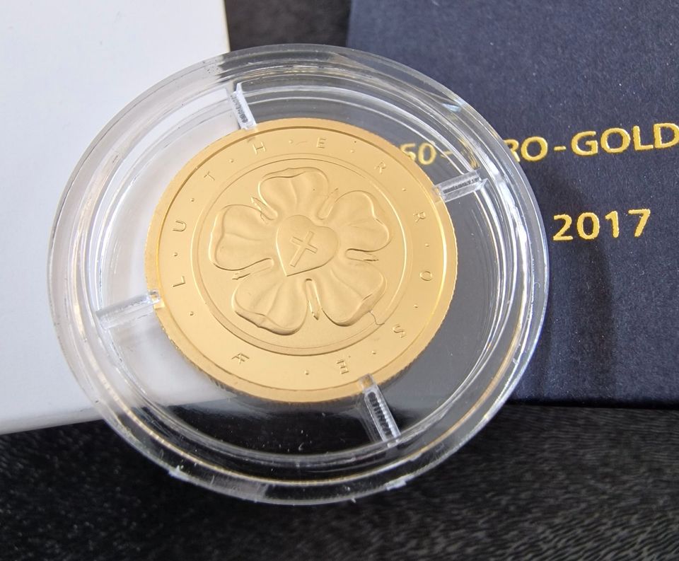 50 Euro 24 Karat Goldmünze 2017 Lutherrose in Mainz