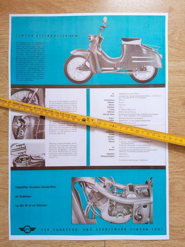 Simson AWO Sport SR 2 KR 50 Prospekt Poster Werbung Reklame IFA in Borken