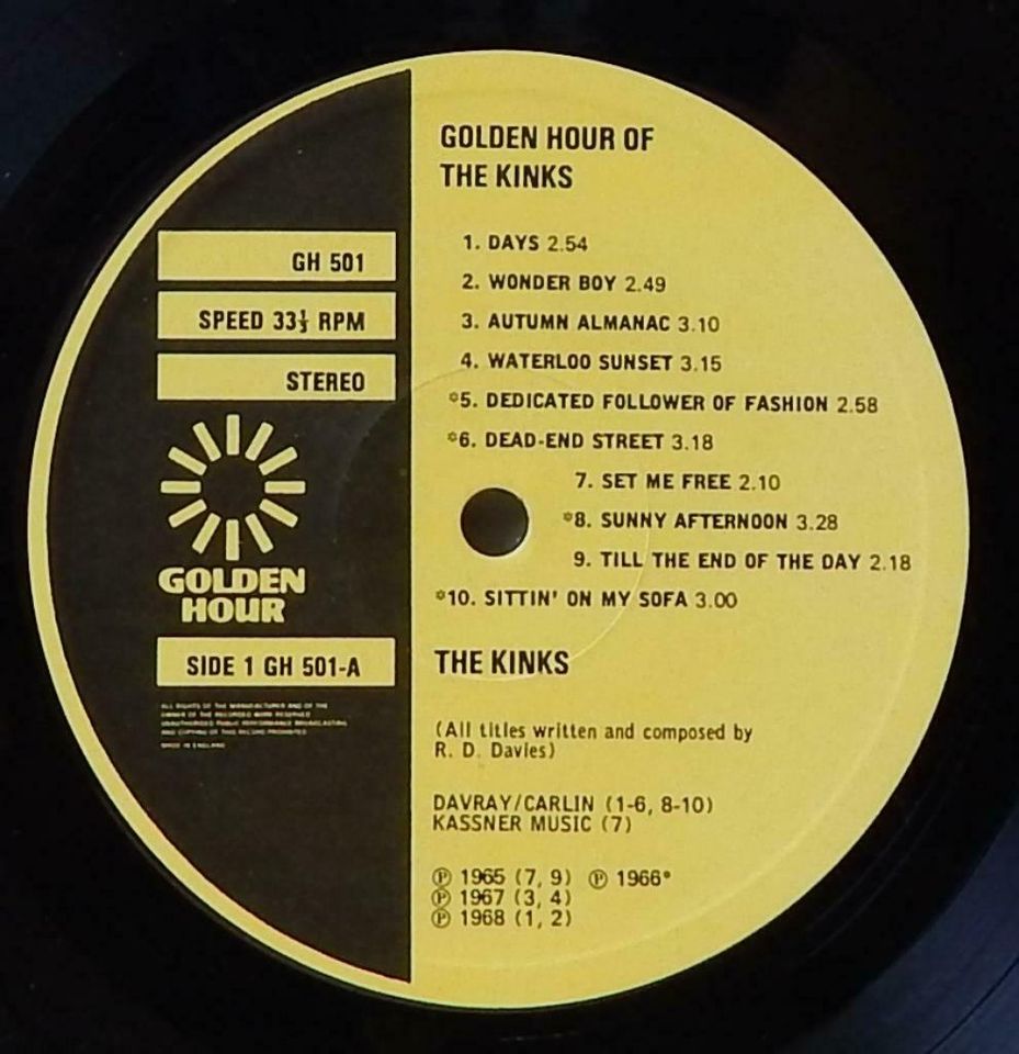 The Kinks - Golden Hour Of The Kinks -LP- Vinyl GH 501 UK in Walsrode