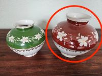 Vase von Spechtsbrunn handbemalt, Rot mit Goldrand Brandenburg - Nennhausen Vorschau