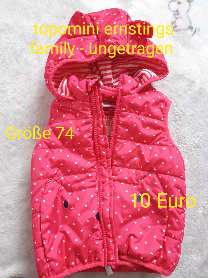 Jacke / Weste pink Größe 74 topomini ernstings family ungetragen in Illingen