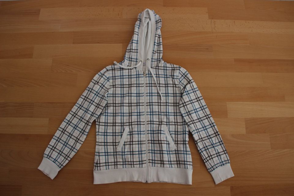 Kapuzen-Pullover Cardigan Hoody Jacke weiß kariert M 38 40 Pimkie in Stuttgart