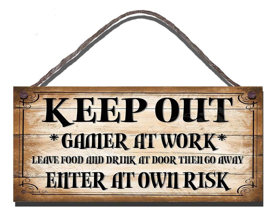 Schild Keep Out Gamer at Work Holz NEU in Petershagen