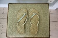 Gewebte Tongs Flip Flops Gr 39 weisse Pailletten Nordrhein-Westfalen - Kreuztal Vorschau