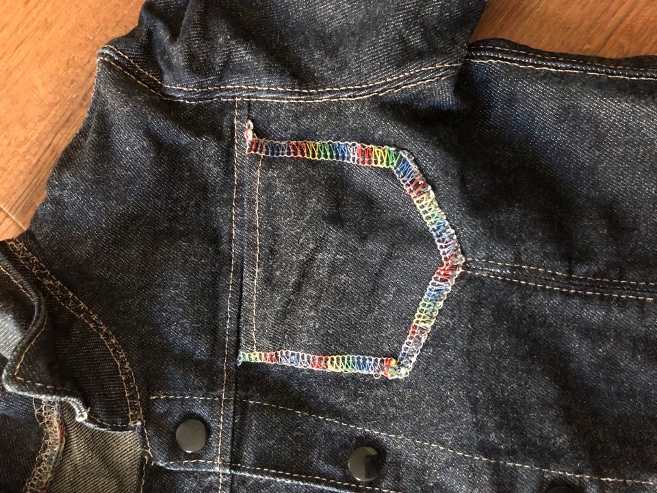 Handmade Jeansjacke (74) 80 (86) schwarz bunt in Ettlingen