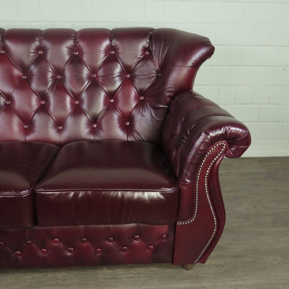 23894 Chesterfield Sofa Couch Leder Bordeauxrot 1,65 m in Nordhorn