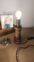 Lampe Holzspule weinrot upcycling vintage Tischleuchte Sachsen-Anhalt - Wolmirsleben Vorschau