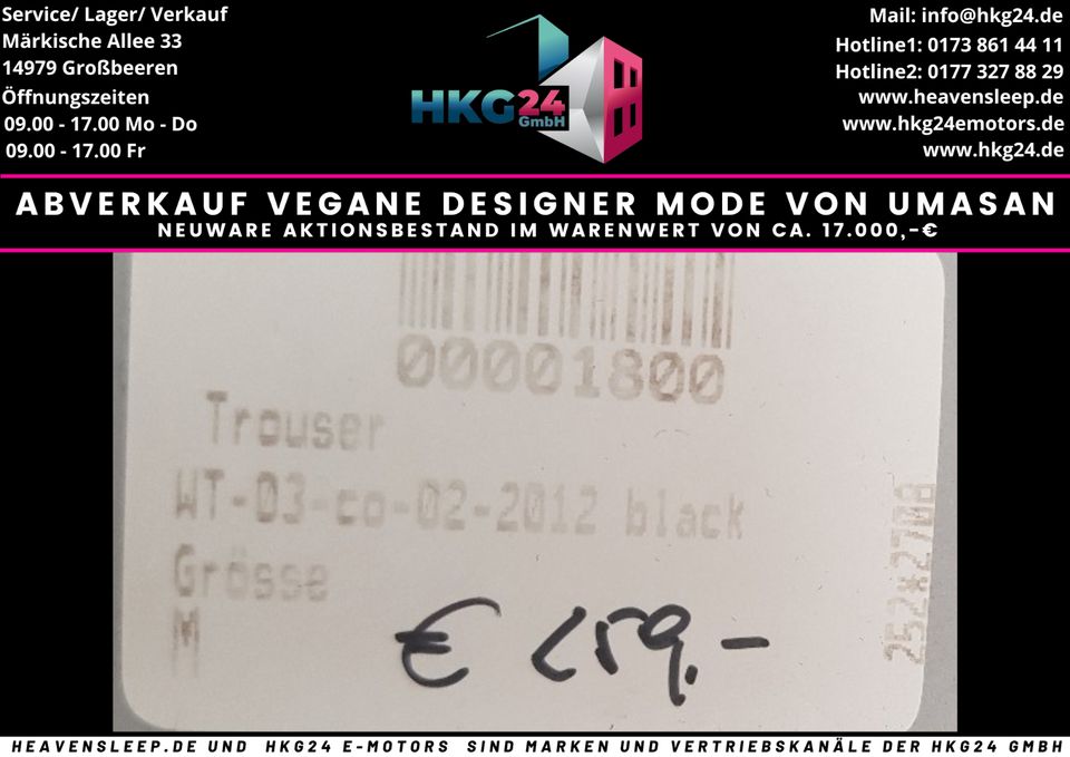 ❤ 50% auf vorrätige UMASAN Designer Kleidung Vegane Mode AKTION in Großbeeren