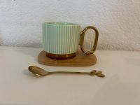 Tasse gold/grün mit Untersetzer + Löffel NEU 220 ml Baden-Württemberg - Mannheim Vorschau