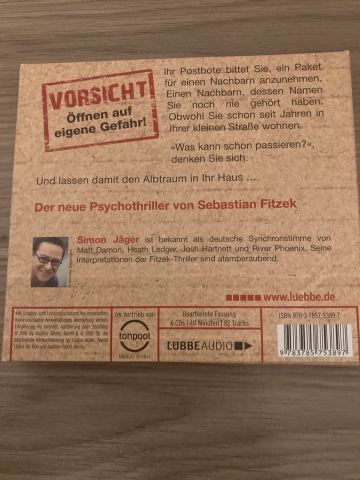 Sebastian Fitzek „Das Paket“ Hörbuch CD in Warstein