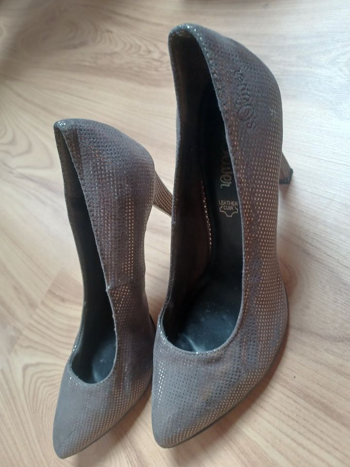 Pumps High Heels s.Oliver Neu Gr.38 grau taupe silber Wildleder in Salem