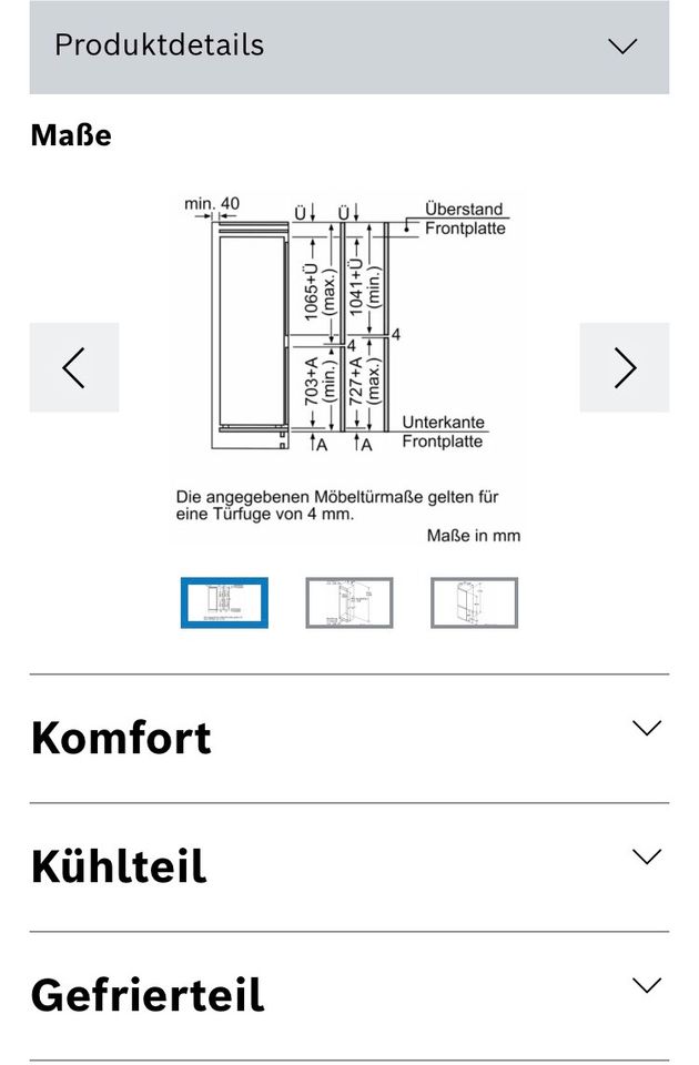 Bosch Einbaukühlschrank - KIS86AD30 in Oranienburg