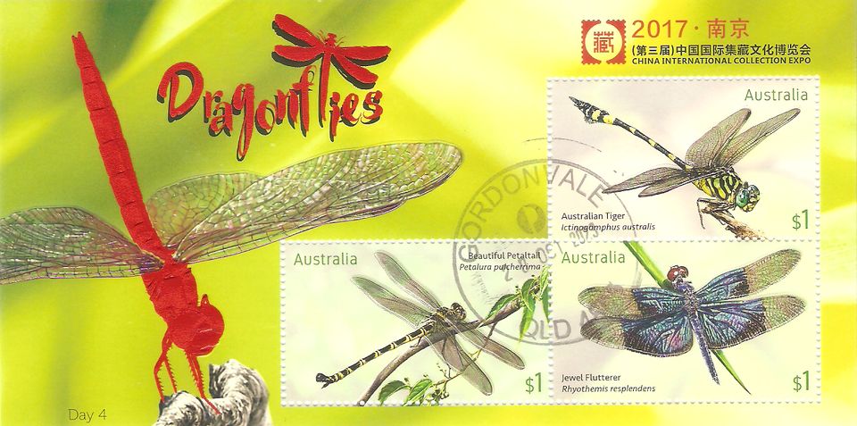 Australien Block 420-423° Fauna Tiere Insekten Bestäuber Libellen in Kamen