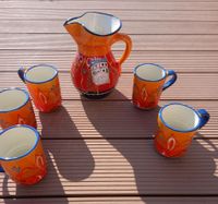 NEU! 1 Set Saftkrug mit 6 Bechern mit Henkeln mediterranes Design Brandenburg - Potsdam Vorschau