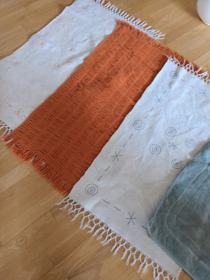 Badezimmer Vorlegen Teppich Matte Läufer orange creme türkis in Mömlingen