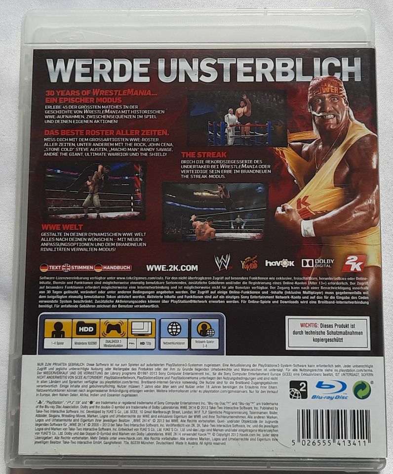 WWE W2K14 WRESTLING - PLAYSTATION 3 PS3 PS 3 in Schöningen