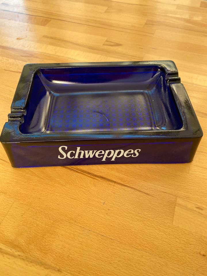 Schweppes Aschenbecher groß Glas blau 50er Vintage in Bayern