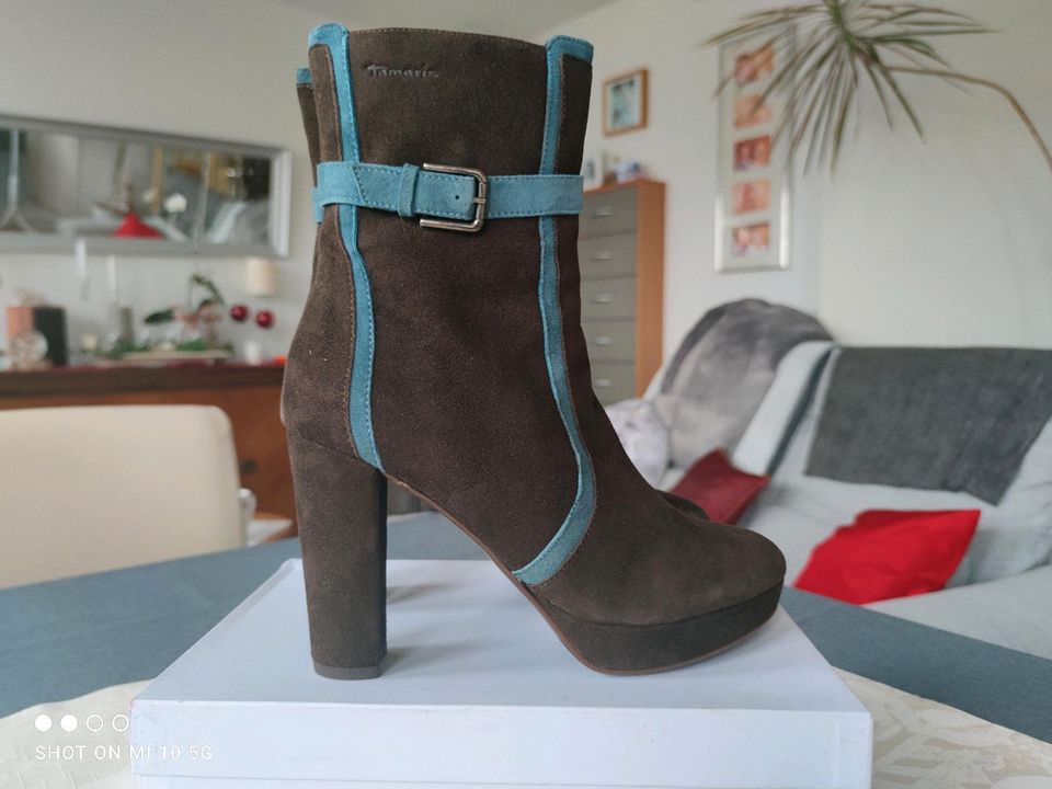 TAMARIS, High Heel Plateau Stiefelette, Gr 40, braun blau in Berlin