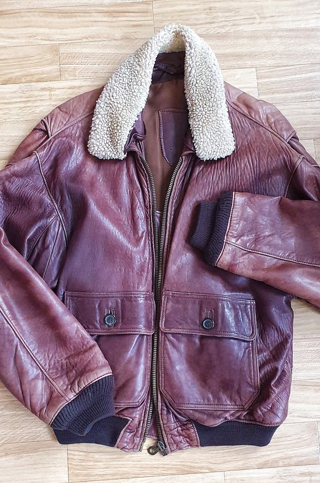 Lederjacke "Fliegerlook" mit Fellkragen abnehmbar Gr. XL/54 in Heidelberg