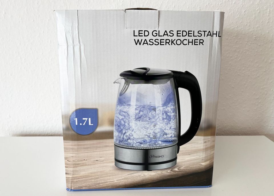 TRESKO Glas Wasserkocher 1.7 L mit LED-Beleuchtung in Wietze