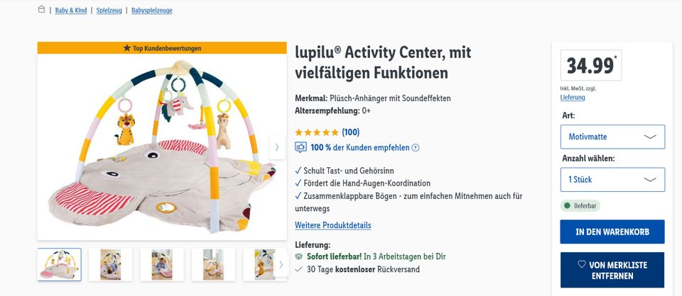 Lupilu Baby-Activity Decke in Hohenroth bei Bad Neustadt a d Saale