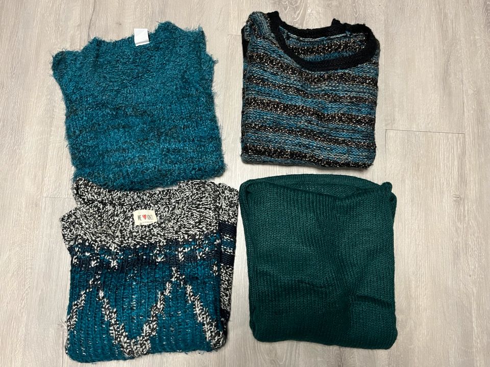 4er Set Pullis Winterpullover Strickpulli Türkis petrol M in Saarbrücken