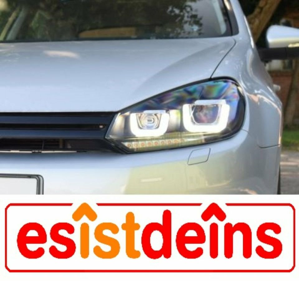 VW Golf 6 LED U-Tube Scheinwerfer Set Schwarz Lauflicht Blinker in Quickborn