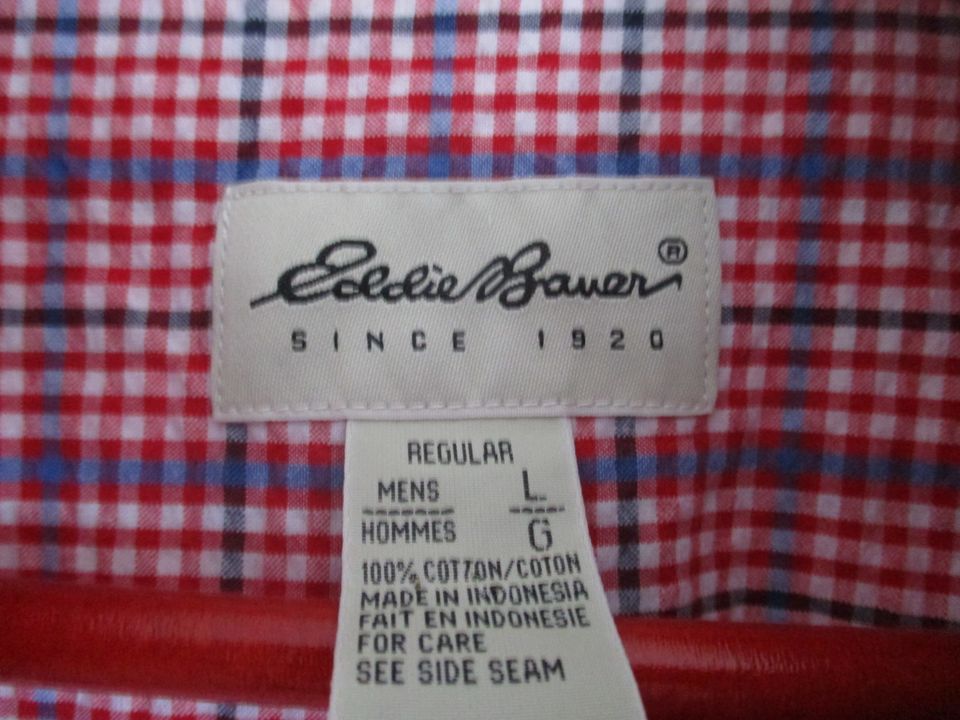 Eddie Bauer Sommer-Herrenhemd, Regular, rot,weiss, blau kariert, in Hannover