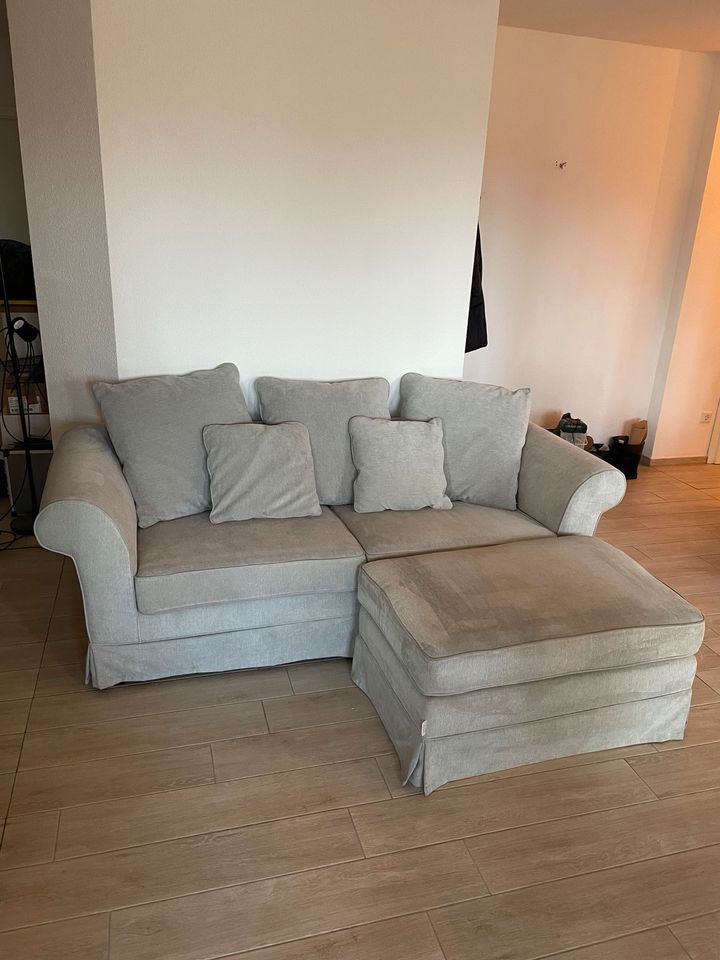 Sofa 3-Sitzer mit Hocker Grau in Ennigerloh