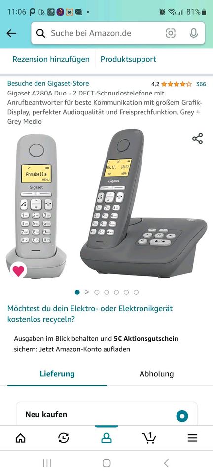 Telefon Set / GIGASET A280A / mit Anrufbeantworter in Morsbach