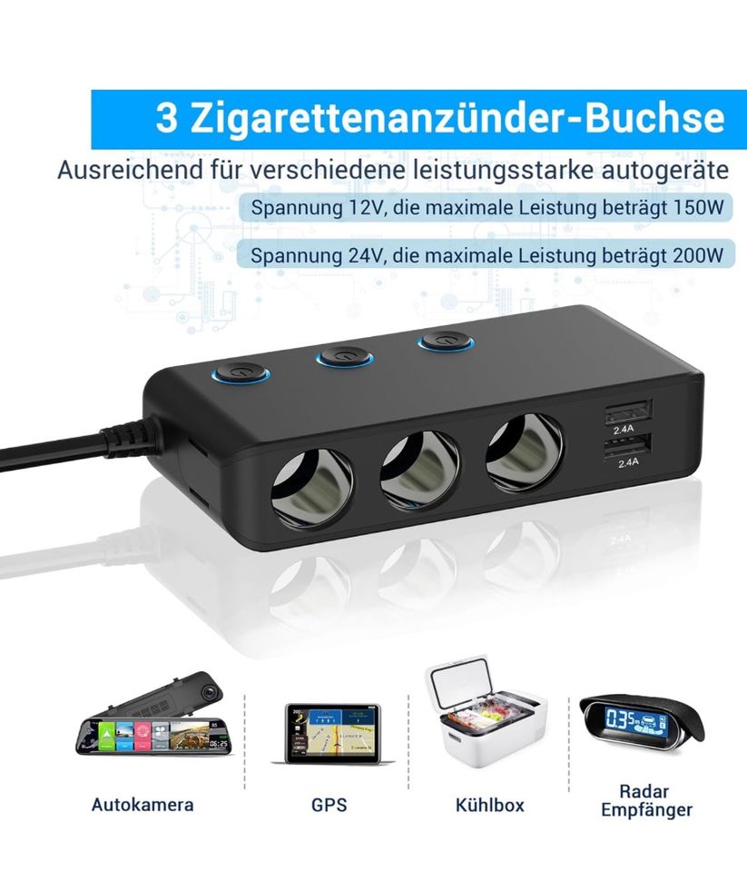 KFZ Zigarettenanzünder 3x Adapter 12/24v PD 30w 4x USB in Köln - Porz, Telefon gebraucht kaufen