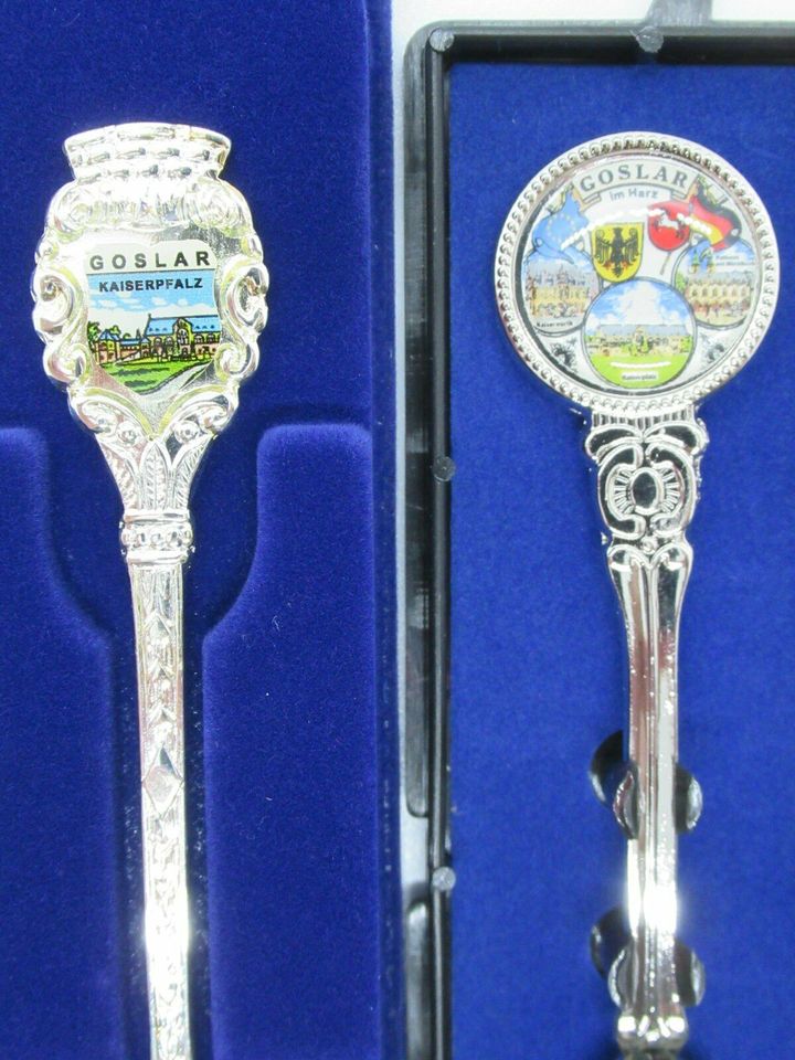 2 Souvenir Löffel Goslar Andenken Reise Kaiserpfalz Markt Rathaus in Goslar