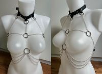 Harness mit Ketten Techno Rave Kunstleder unisex Damen schwarz Mitte - Wedding Vorschau