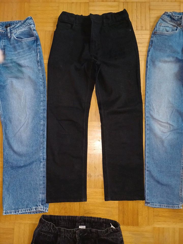 Jeans, Hose H&M Gr. 164 blau/schwarz im Bund verstellbar wie neu! in Lohfelden