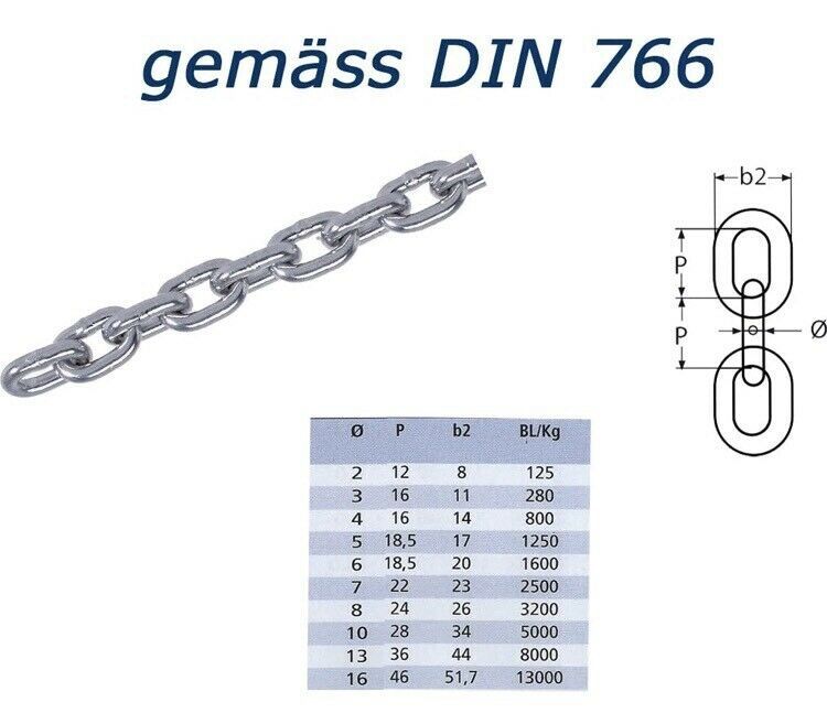 Edelstahlkette, V2A Kette, Ankerkette in Hoppegarten