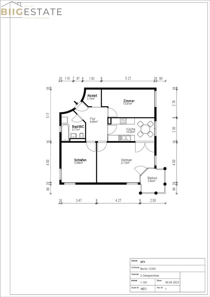 Sonnige 3-Zimmer-Wohnung im 2.OG mit Balkon am Park (akt. vermietet) in Berlin