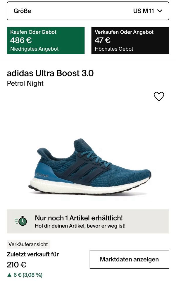 Adidas Ultra Boost 3.0 „Petrol Night“ 46 Schuhe selten Türkis top in Paderborn