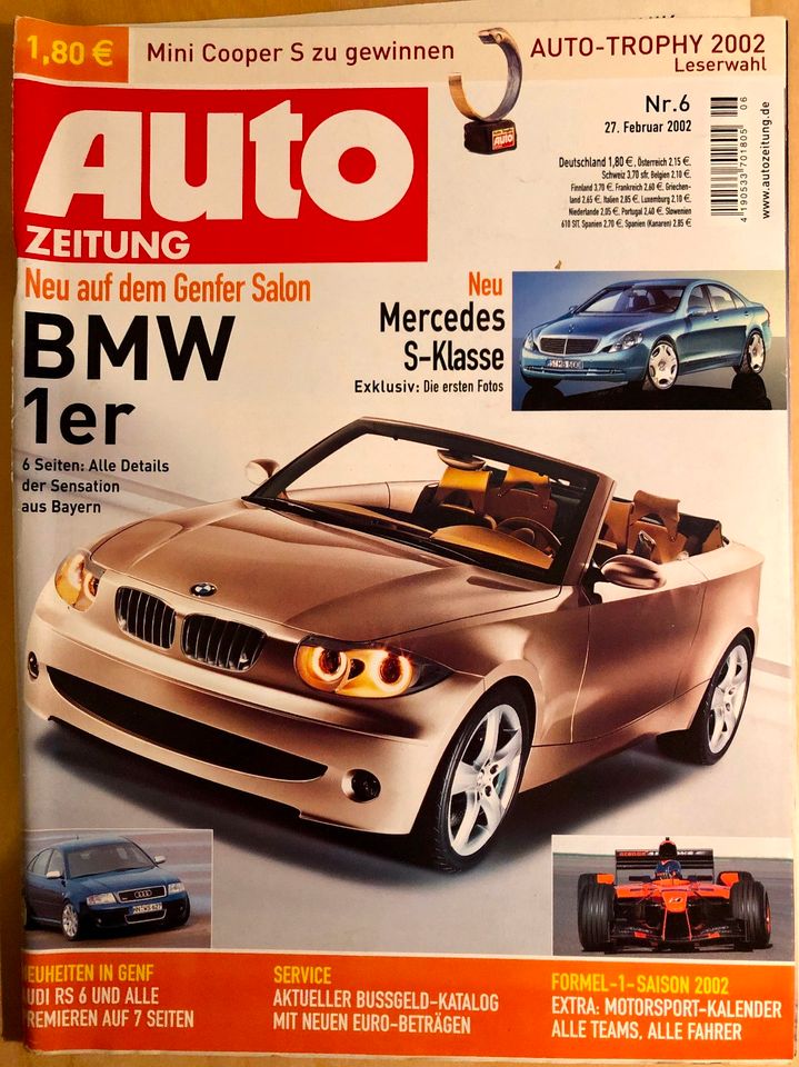 Auto Zeitung 6/2002 Audi A6 RS6 BMW 1er Chryler PT-Cruiser Saab 9 in Essen