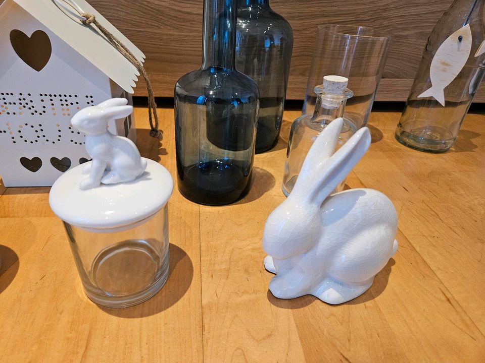 Deko Ostern_Keramik Glas_Hase_Windlicht Vase in Achern