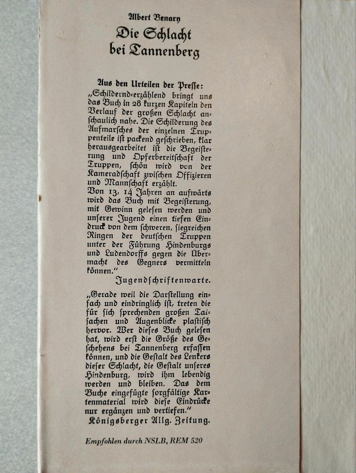 2 Bücher Tannenberg Schutzumschlag Weltkrieg WK1 Franz Schneider in Bremen