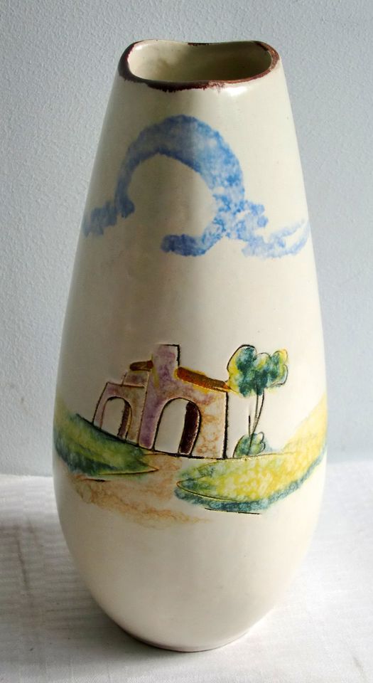 Blumenvase BAY Keramik 553-20 von 1960 **ITALIEN-Motiv** handgem. in Hainichen