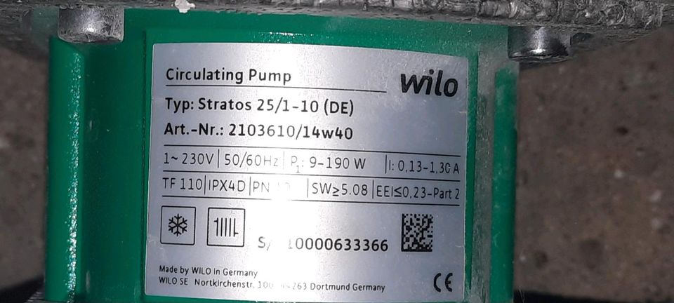 Wilo Stratos 25/1-10 180mm Energiesparpumpe/Umwälzpumpe in Westermoor