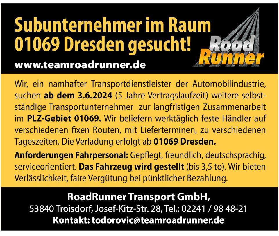 Subunternehmer im Raum 01069 Dresden gesucht! in Dresden