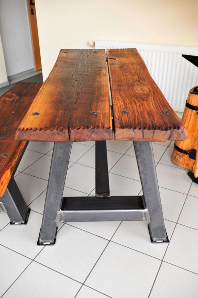 Tisch Eiche Unikat Handarbeit Industrial Loft 170 x 70cm 1Bank in Radebeul