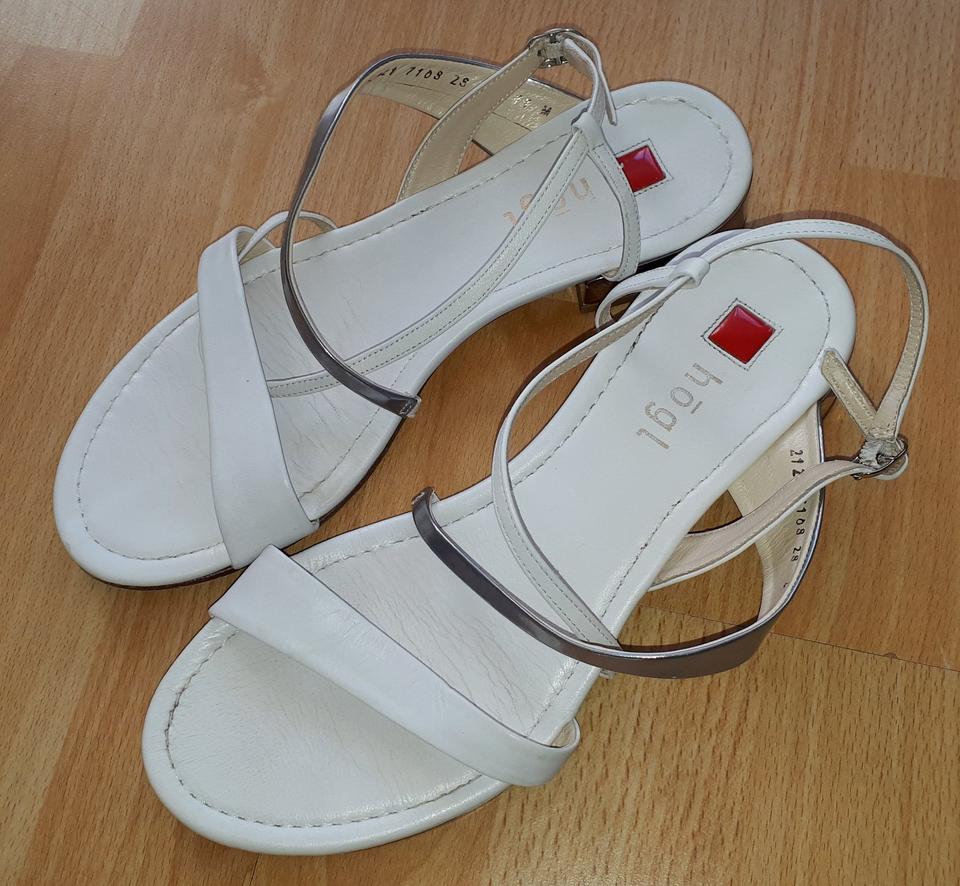 Högl Echtleder Sandalen Leder Schuhe weiß silber Gr. 37 in Wilhelmshaven