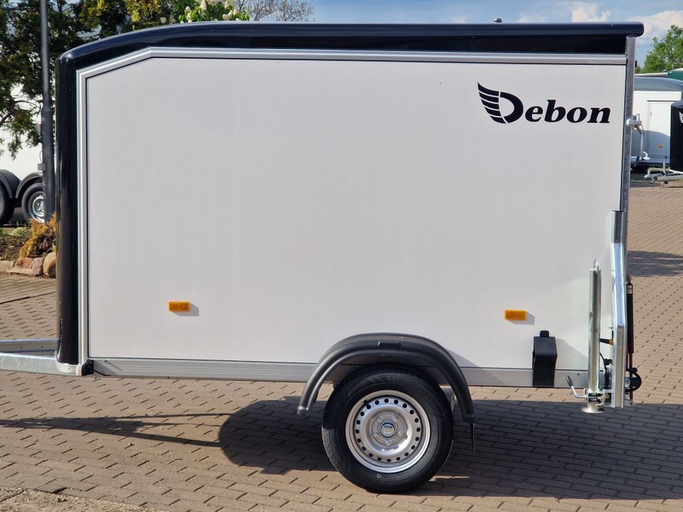 Debon C255 Roadster Plywood-Kofferanhänger | 750kg ungebremst | Rampen-Türkombination in Neundorf