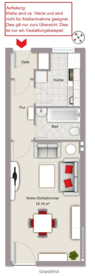 $$$ Möbelierte 1 Zimmer Kü/Bad 5. OG mit Aufz. 35 qm Wohnung TOP in Nürnberg (Mittelfr)