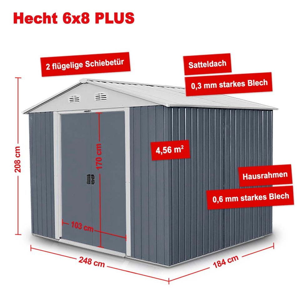 Gerätehaus Geräteschuppen 8,46 m² Metall Gartenhaus Schiebetür Gartenhaus in Greven