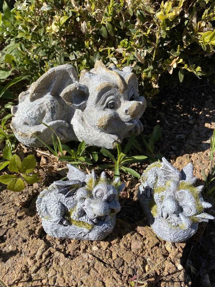 Garten Dekor Figuren 3 Drachen Neu in Schwedt (Oder)